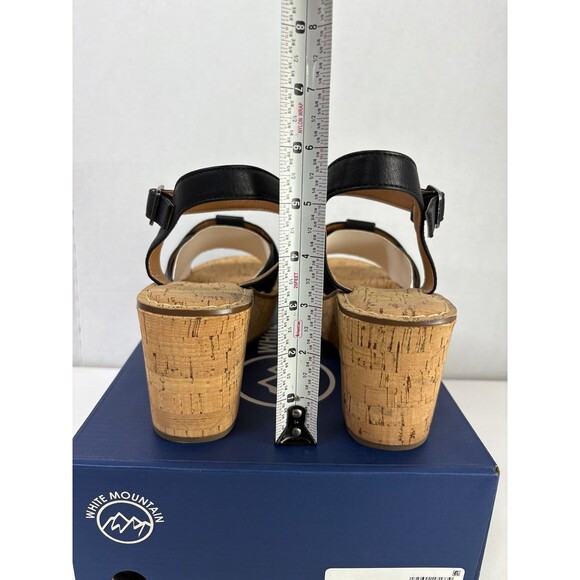 WHITE MOUNTAIN Women's Black Platform Simple Toe Wedge Heeled Sandals 8.5M - Picture 3 of 6